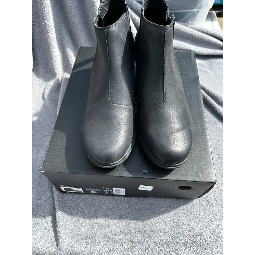 Sorel Evie II Chelsea Wedge Boots Womens 10.5 Black Leather Suede Waterproof NIB - Picture 1 of 9